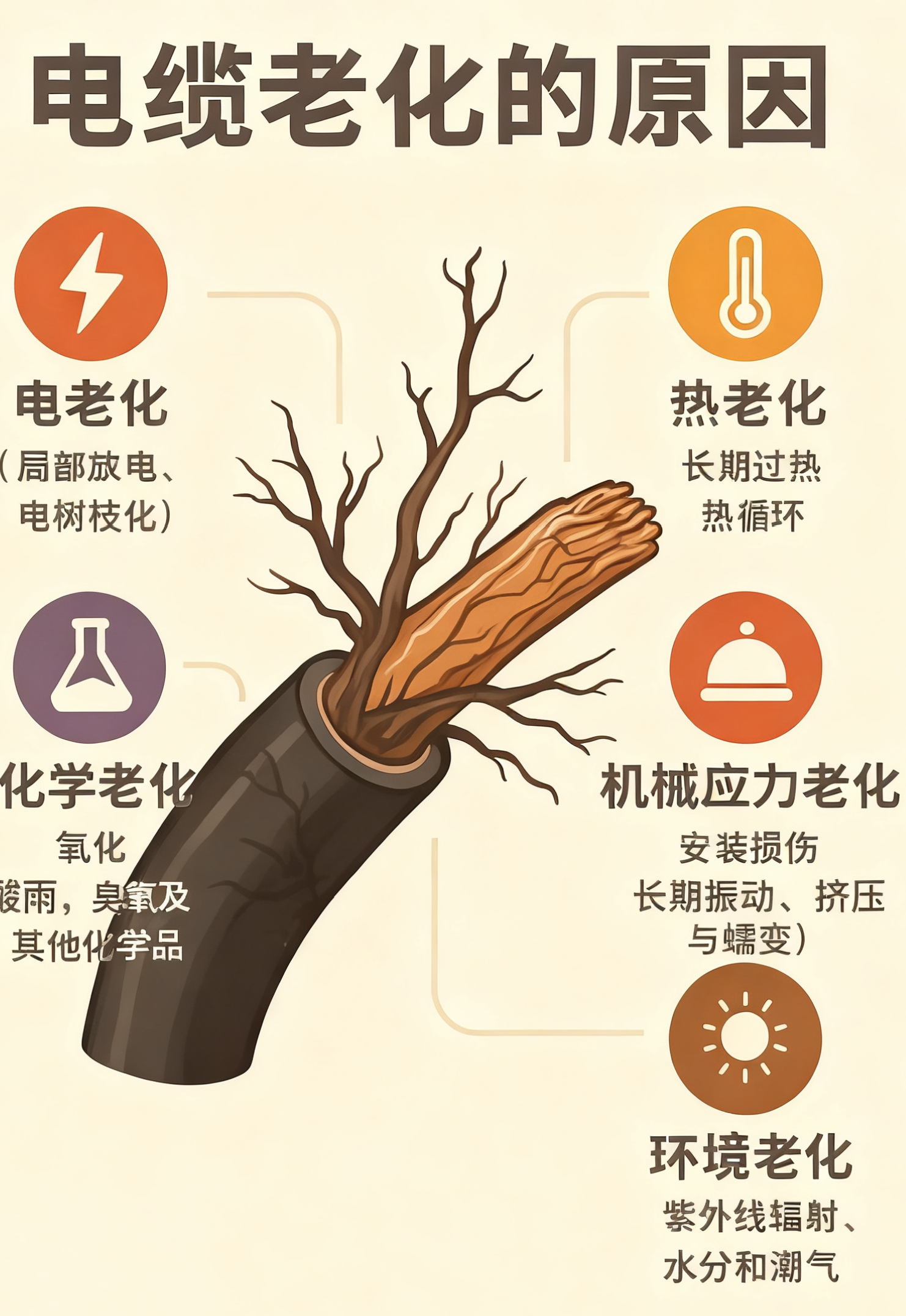 电缆绝缘层为什么会老化？？？？？五个最常见的缘故原由